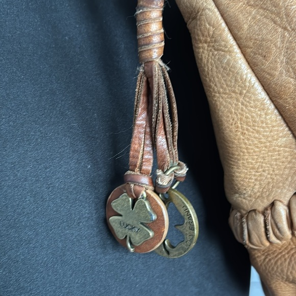 Lucky Brand Tan Leather Crossbody Bucket Bag with Adjustable Strap - Picture 8 of 11